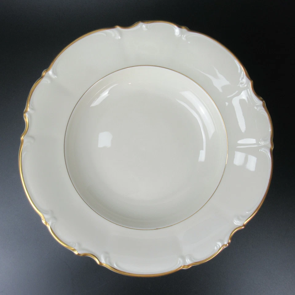 Hutschenreuther Porzellan Suppenteller Serie Sylvia Elfenbein Goldrand 24,5cm