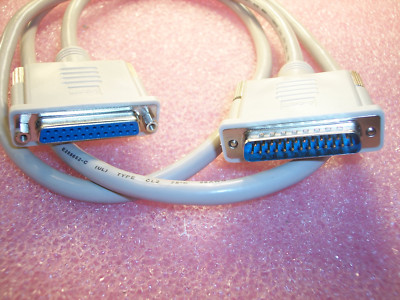 QTY (1) CSN25MF-5 L-COM 5ft DB-25M to DB-25F CABLE ADAPTER GOLD PLATED CONTACTS