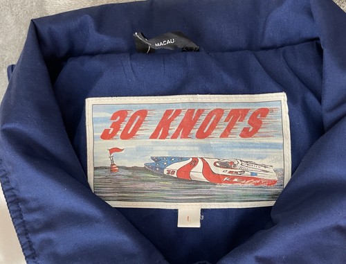 30 Knots Men's L Windbreaker Jacket White/ Blue Vintage 90’s (Flaws Circled) - Picture 21 of 23