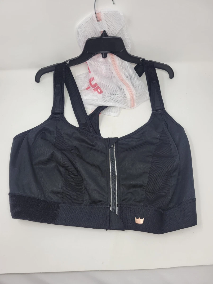 SHEFIT Ultimate Sports Bra Black Front Zip High Impact Adjustable