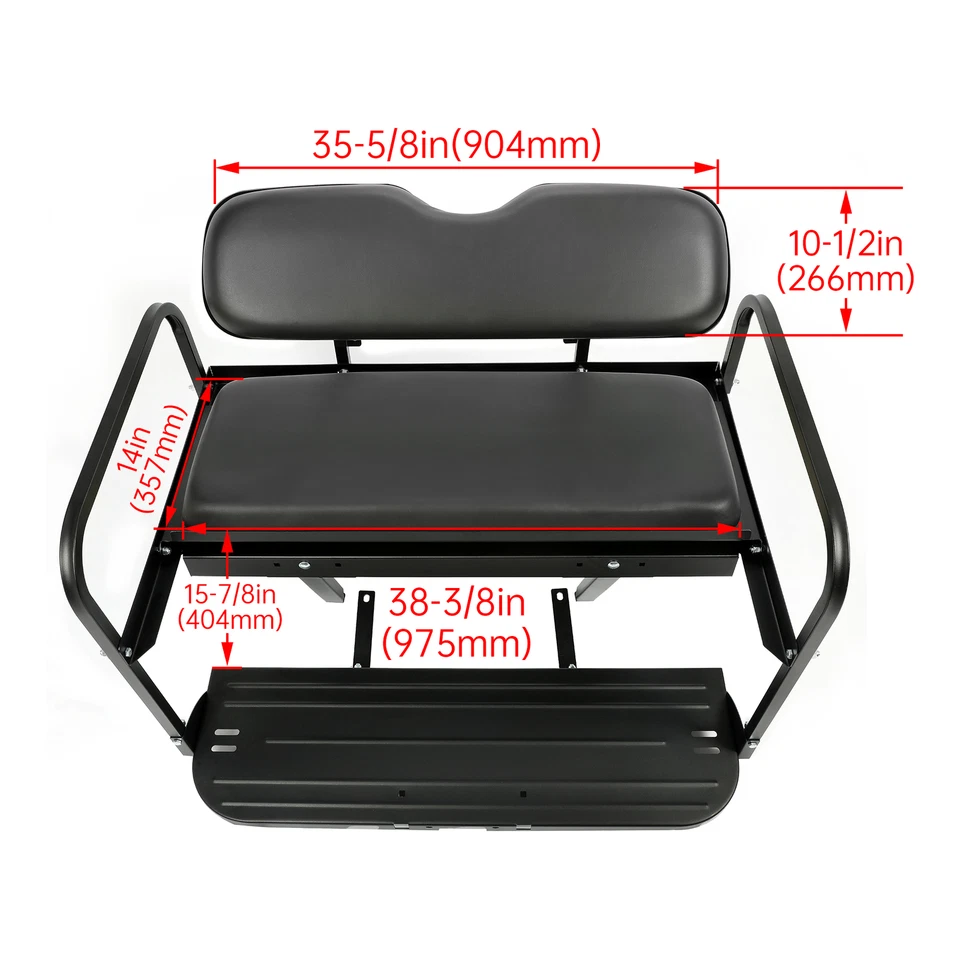 Golf Cart Flip Rear Back Seat Kit - Black Cushion For Yamaha Drive G29 2007-2016 Foto 3 de 4