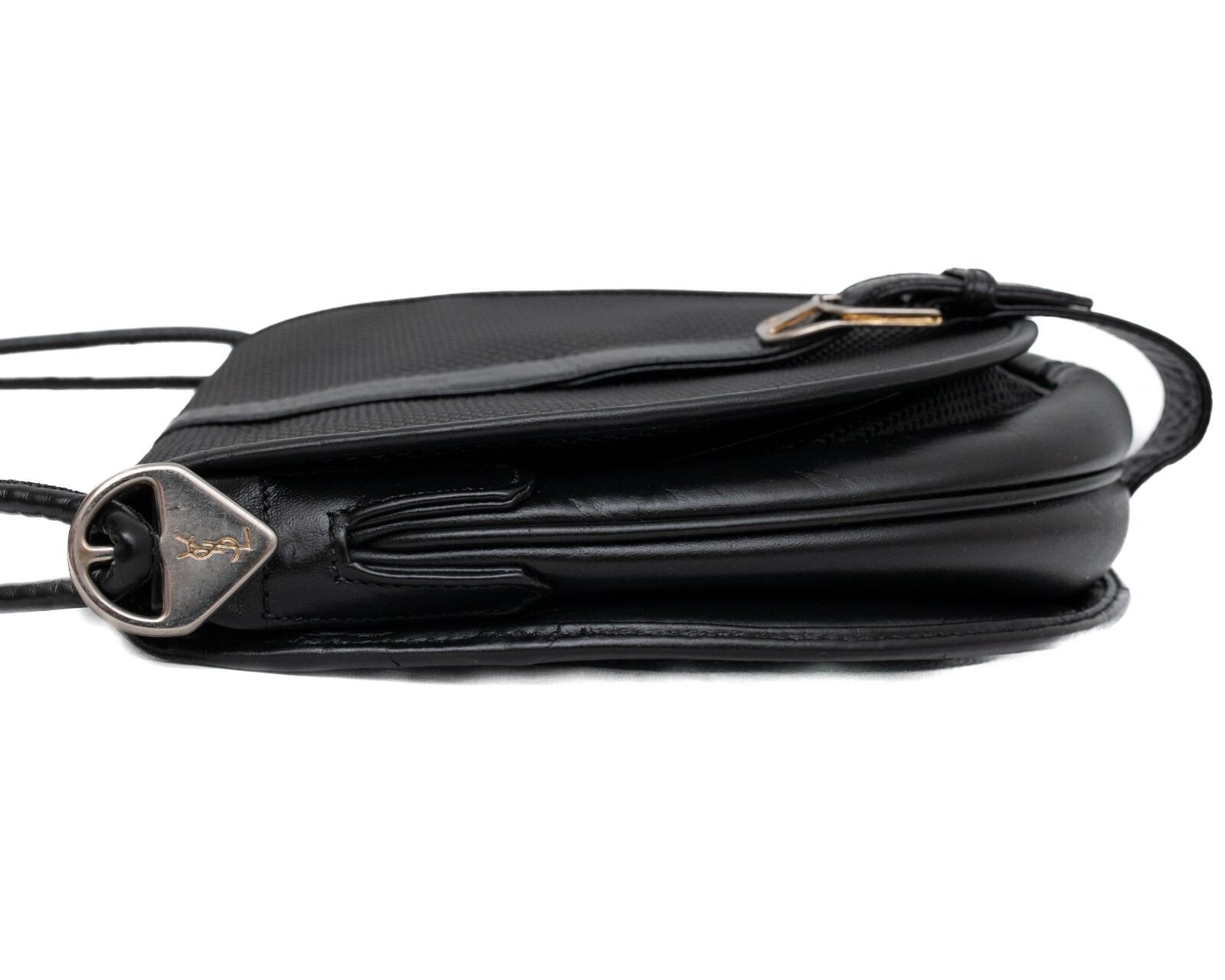 Yves Saint Laurent Borsa a tracolla vintage anni '80 in tela e pelle