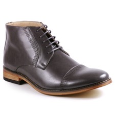 Botines Oxford informales de vestir formal con puntera de gorra gris para hombre