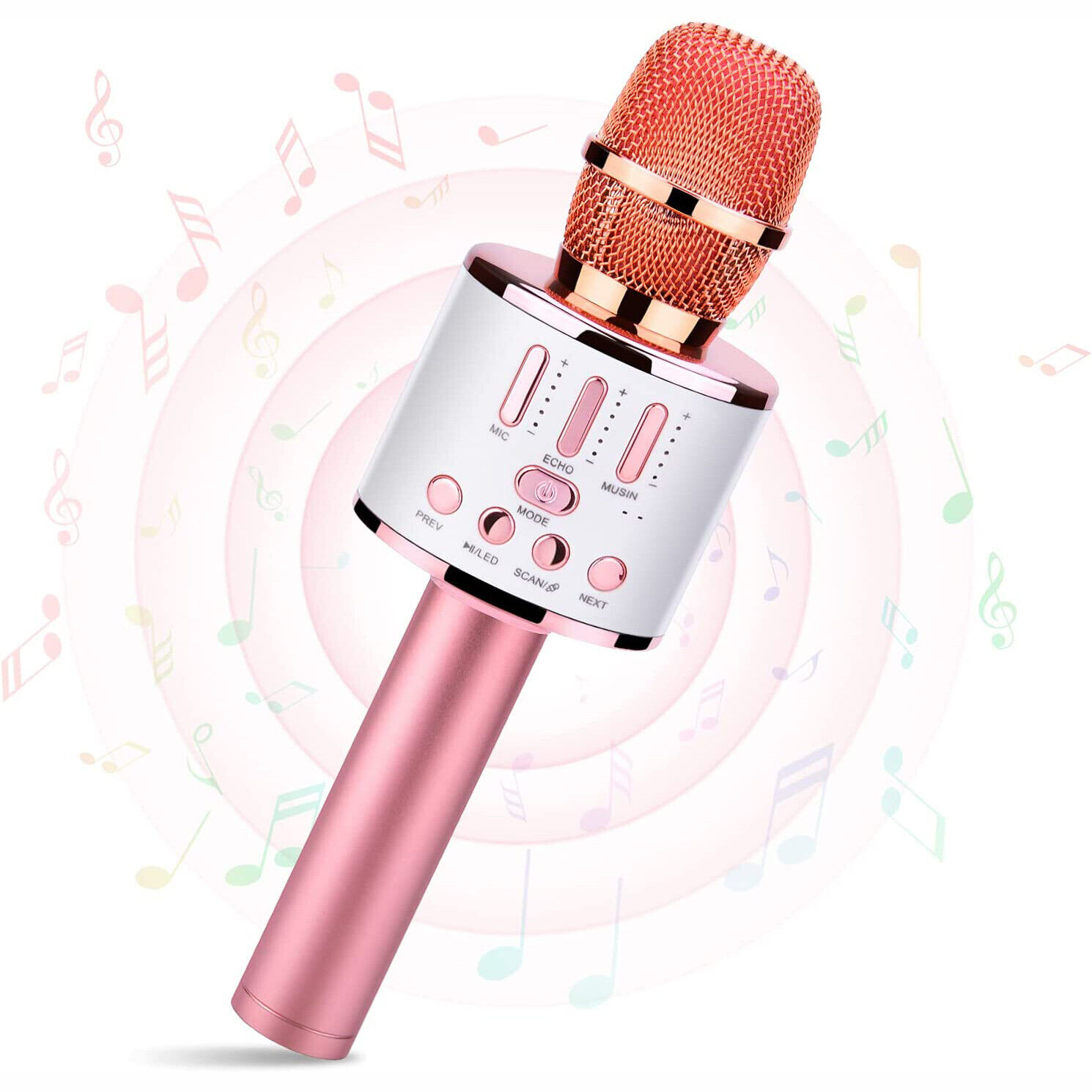 Bluetooth Karaoke Mikrofon Tragbares KTV Handmikrofon für Kinder Erwachsene NEU