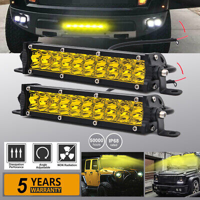 2x 7" inch 180W Single Row Flood LED Light Bar Slim Fog Lamp Offroad Truck Car