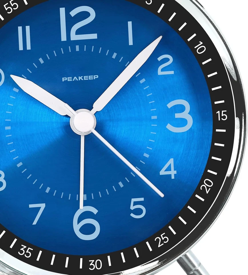 Loud Twin Bell Alarm Clock, 4.5 Inches, Battery Operated, Jewel Blue - Image 3 of 4