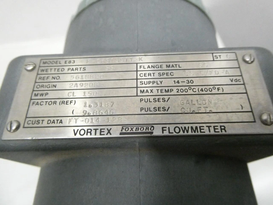 Foxboro E83F-06S1SS1T-K Vortex Flow Meter 6in 14-30v-dc - Image 4 of 4