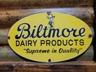 VINTAGE BILTMORE PORCELAIN SIGN ASHEVILLE NC DAIRY FARM ICE CREAM CREAMERY MILK