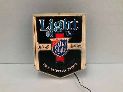 Vintage Old Style Light Beer Badge Lighted Motion Sign Heileman Rare
