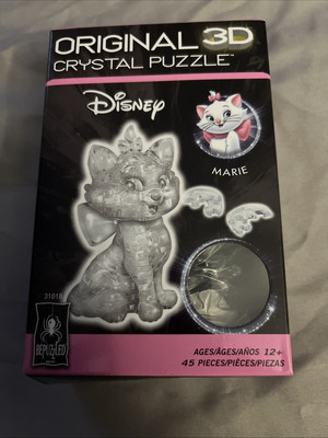 New - BePuzzled 3D Crystal Puzzle - Disney Marie (White): 45 Pcs - Ages 12+