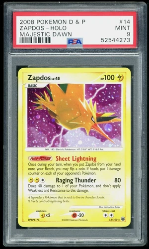 2008 POKEMON ZAPDOS-HOLO DIAMOND & PEARL MAJESTIC DAWN #14 PSA 9