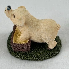 Cute Small Ceramic Happy Piglet w/ Butterfly On Nose in Food Bucket Figurine!