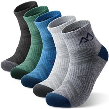 Merino Wool Hiking Socks for Men Women, Quarter Ankle Compression Thick Cus...