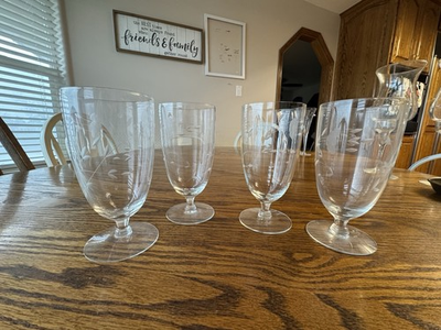 #ad Vintage Princess House Heritage Pedestal Iced Tea Glass Set Of 4 $29.99