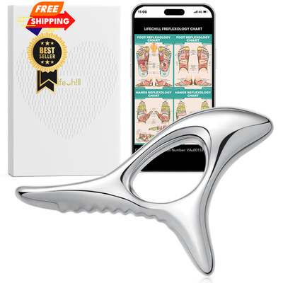 lifechill Trigger Point Massage Tool for Deep Tissue, Muscle Scraper Silver 