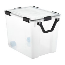 103 Qt Weathertight Storage Tote w/ Wheels Clear Waterproof Airtight Heavy Duty