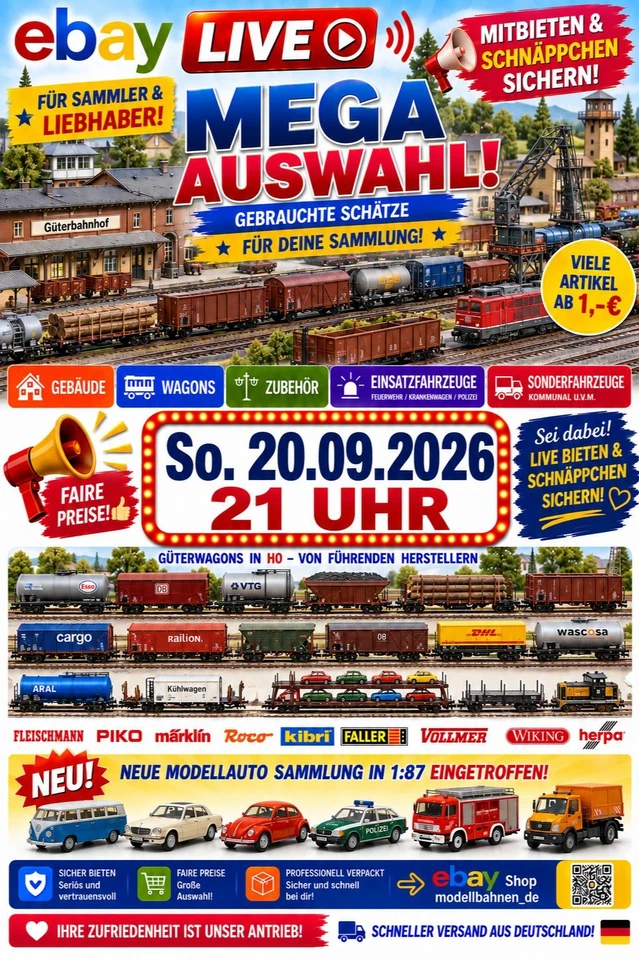 Gebrauchte H0 Modelleisenbahnen, H0 Wagons, Zubehör N/H0, Modellautos 1:87