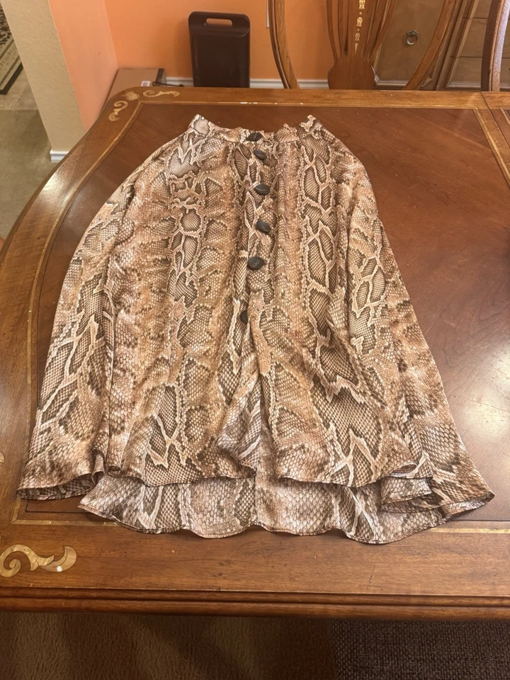 Zara Womens Medium Brown Animal Print Button Down Maxi Skirt XS - Image 3 of 4