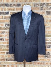 44L Brooks Brothers 1818 Madison X Estrato Charcoal Pinstripe Mens Suit 36x28.5