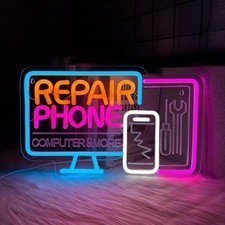 Mobile Computer Reparatur Leuchtreklame LED Gewerbe Ladenschild Einzelhandel Technik