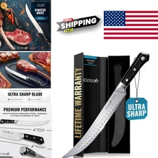 Butcher Knife 10 Inch Cimeter Breaking Knife High Carbon Steel Ergonomic Handle