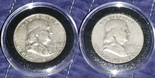 2x Lot 1963-D Franklin Half Dollar - 90% Silver 1953 And 1959