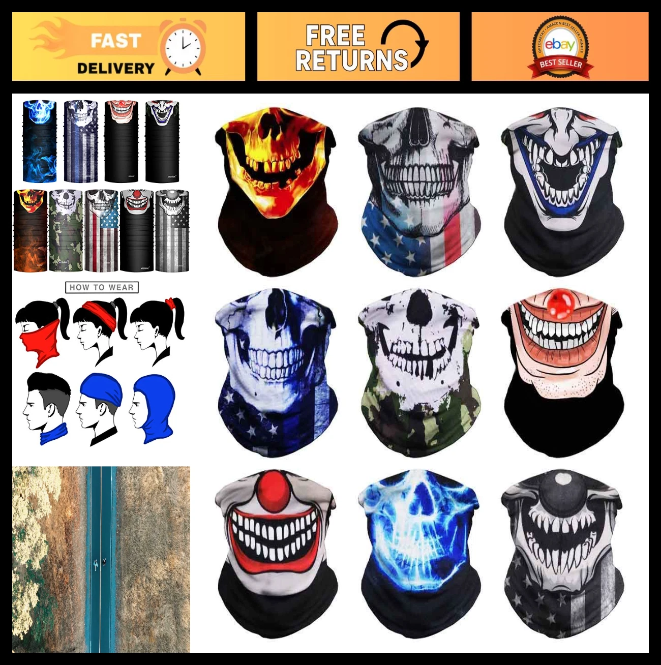 Neck Gaiter Face Cover - UV Protection Balaclava Mask for Outdoor Sports, Unisex
Opens in a new wind