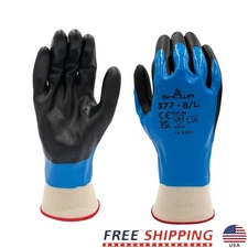 Nitrile Coated Work Gloves Abrasion Resistant Oil Proof Nylon Liner Durable Grip