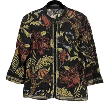 Citron Santa Monica Womens Top Jacket Asian Lagenlook Metal Medium M