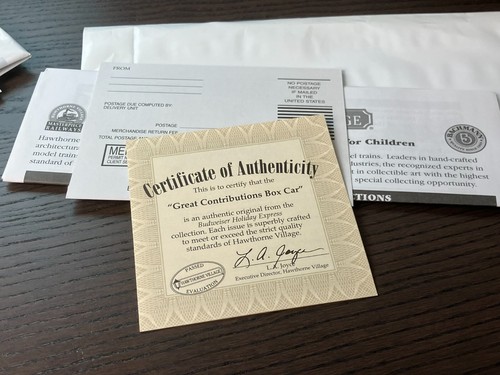 Hawthorne Village Train Certificate of Authenticity lot of 10 Budweiser Combine - Picture 8 of 9