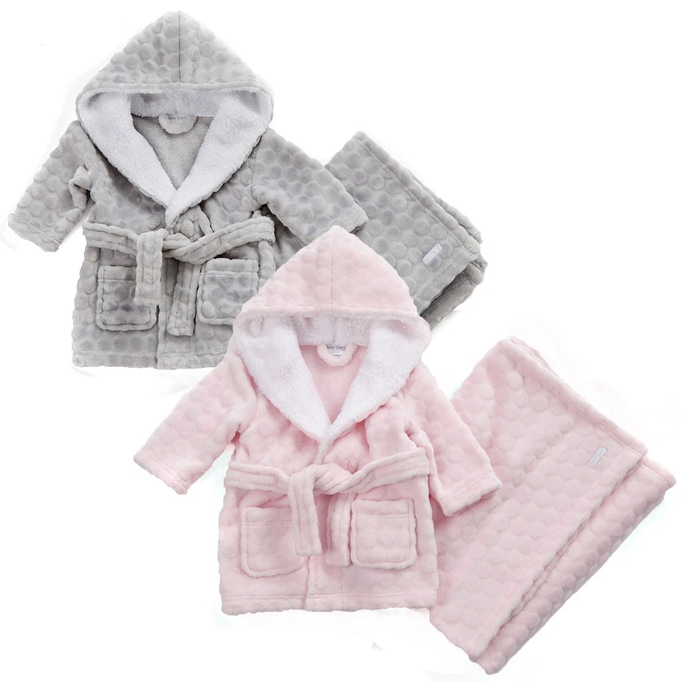 PERSONALISED Baby Robe And Blanket SET Dressing Gown Fleece Embroidered GIFT