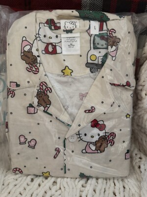 Pottery Barn Teen ~HELLO KITTY HOLIDAY~ FLANNEL PAJAMAS (Large) ~CHRISTMAS~