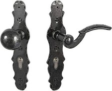 T&uuml;rbeschlag Schmiedeeisen Knopf Dr&uuml;cker T&uuml;rgriff Wechselgarnitur schwarz antik