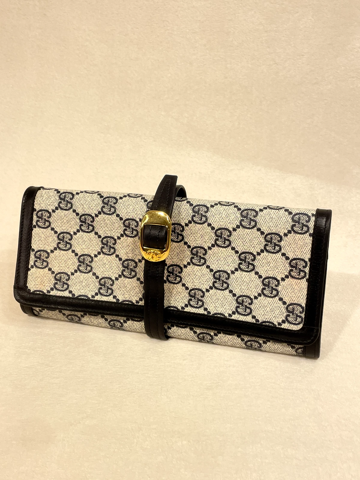 Rare étui accessoire en toile vintage authentique GUCCI GG pochette rang marine AB du Japon