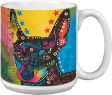 Tazza cane Tree Free Greetings 20 oz. Dean Russo. Min Pin, Mini Pinscher, Chihuahua nuova