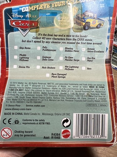 MATTEL DISNEY PIXAR CARS FINAL LAP #142 NICK STICKERS B10 - Picture 8 of 8