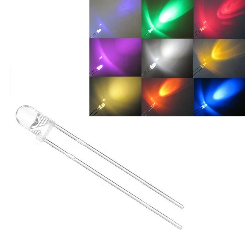 100pcs 3mm Red Lights LED Diodes (Red Lens) Diffused Round Lens 29mm
