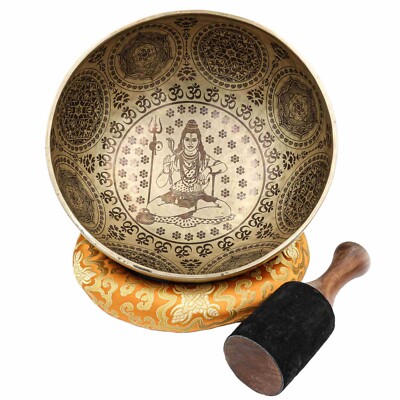 Lord Shiva Carved singing bowl-12 inches Diameter-30 Cm-Fine art-7 chakra Heal
