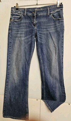 Fat Face Ladies Light Denim Curved Body Bootcut Jeans W 34 L