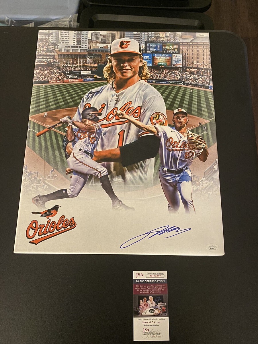 Jackson Holliday 直筆サイン入りボール JACKSON HOLLIDAY SIGNED BALTIMORE ORIOLES 16x20 Canvas Autograph