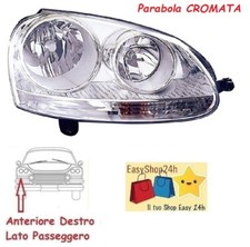 FARO FANALE PROIETTORE ANTERIORE DX PER VOLKSWAGEN GOLF 5 V JETTA DESTRO CROMO
