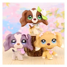 3PCS Pet Shop LPS Cocker Spaniel Set 156 672 748 with LPS Accessories Kids Gift