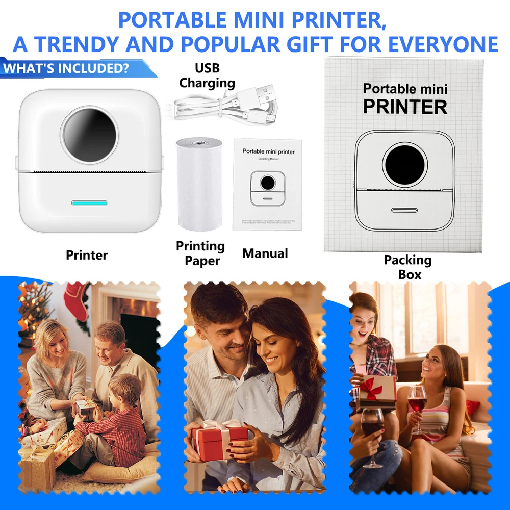 Mini Bluetooth Thermal Printer - Wireless Pocket-Sized Inkless Photo Printing Mini Bluetooth Thermal Printer - Wireless Pocket-Sized Inkless Photo Printing