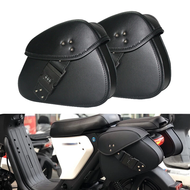 2PCS Motorcycle ATV Pannier Saddlebag Luggage Saddle Bags Waterproof PU Leather - Image 3 of 4