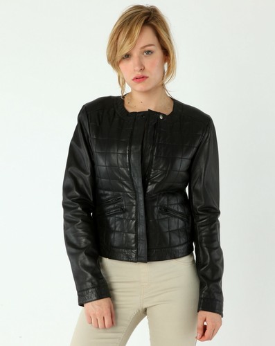 Veste Manteau Femme Giorgio En 100% Cuir D'agneau Noir - Taille 40 - Neuve Avec étiquettes