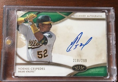 YOENIS CESPEDES 2014 TOPPS ACCLAIMED AUTOGRAPHS SIGNED AUTO CARD AA-YC 218/299