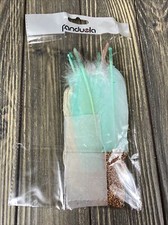 Hot Decor 12 Piece Long Blue Pink Feathers Gold Sparkle Tips