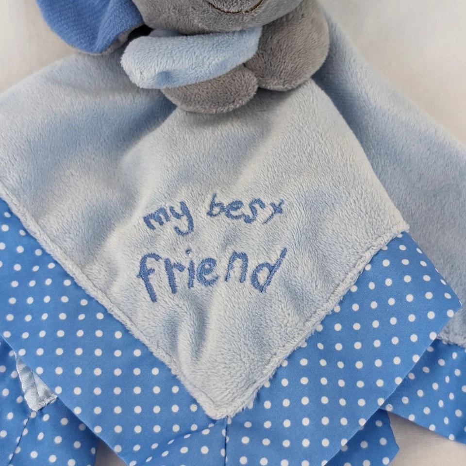 Manta de seguridad Garanimals Elephant Lovey azul lunares satinado My Best Friend Foto 3 de 4