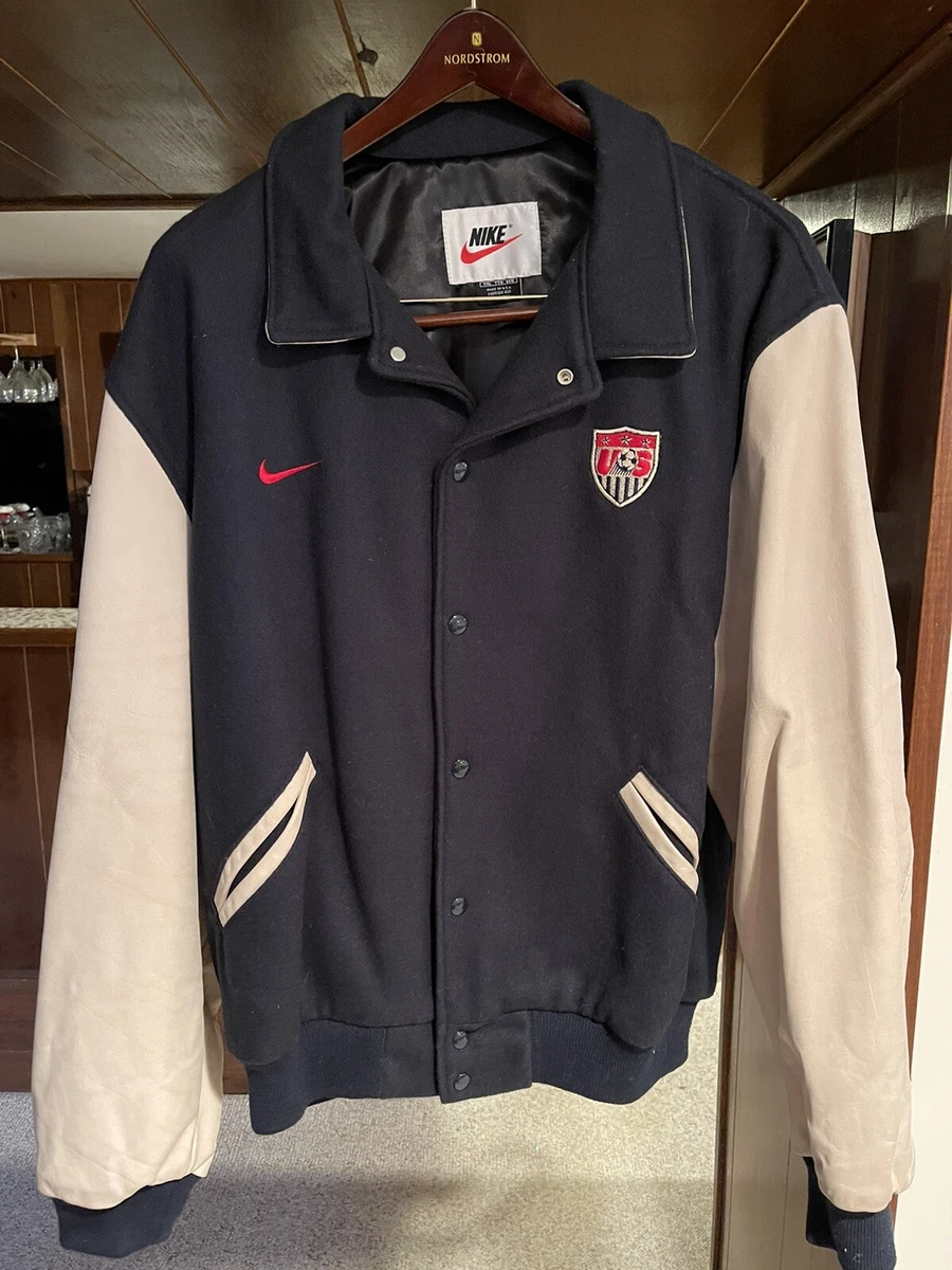 Vintage Nike USA Olympic Soccer Team Varsity Bomber Jacket Wool Leather Size 2xl