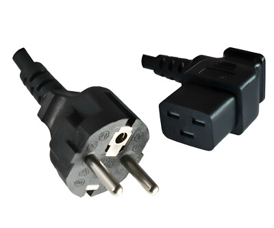 DINIC Stromkabel, Netzkabel Schukostecker auf C19 für 16A gewinkelt, 1,8 m